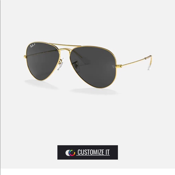 Authentic Black Lense Gold Frame Aviator Rayban Sunglasses
